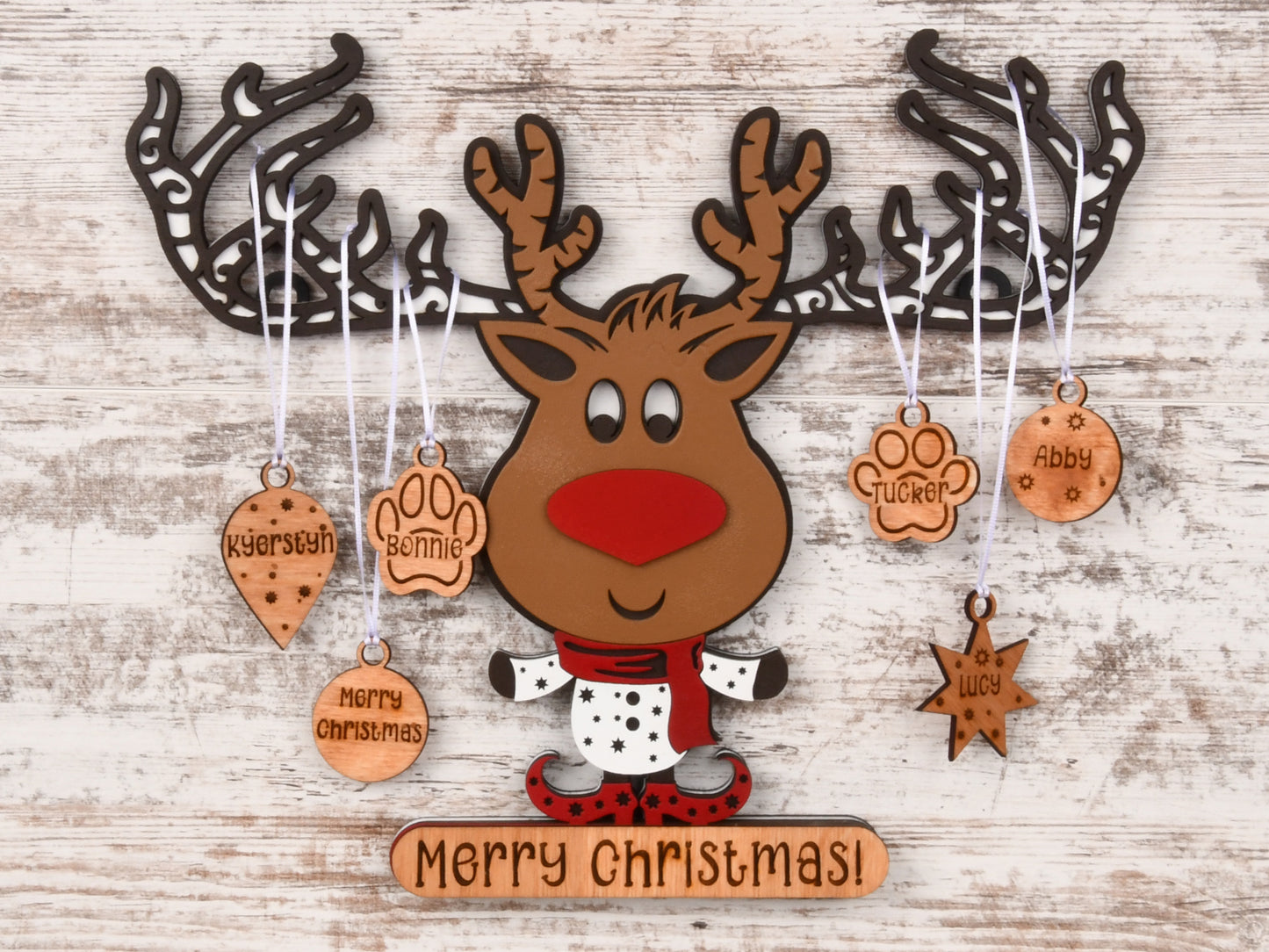 Reindeer Family Name Ornament Hanger