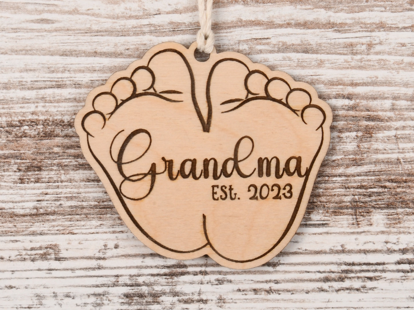 Baby Feet Baby Announcement Christmas Ornament or Mirror Hanger (EST-001)