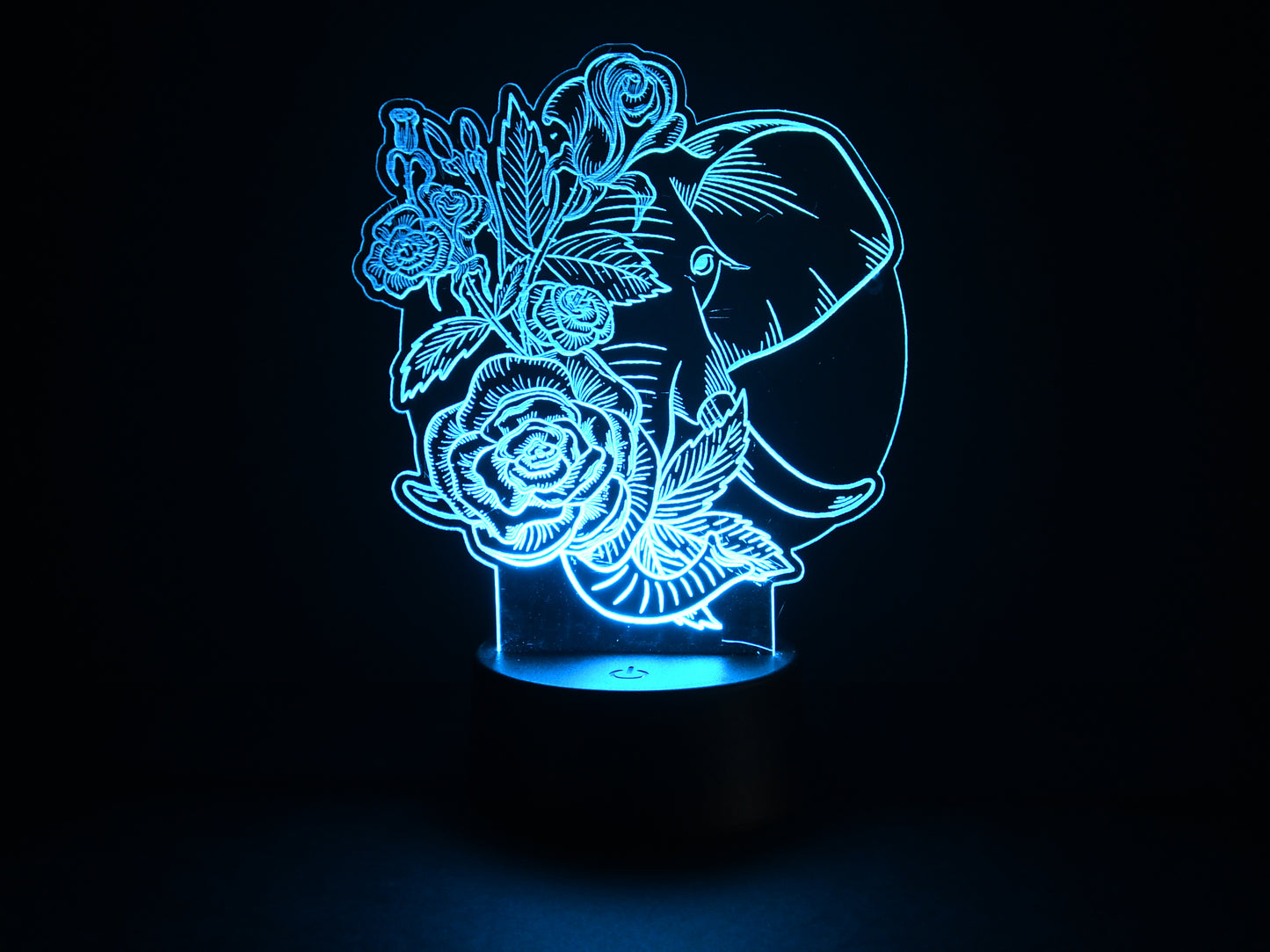 Elephant With Flowers Acrylic Illusion Light