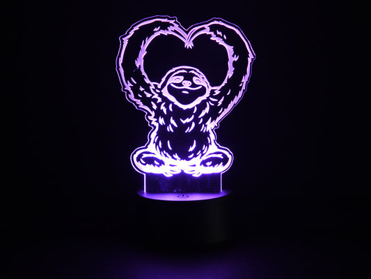 Sloth Heart Acrylic Illusion Light