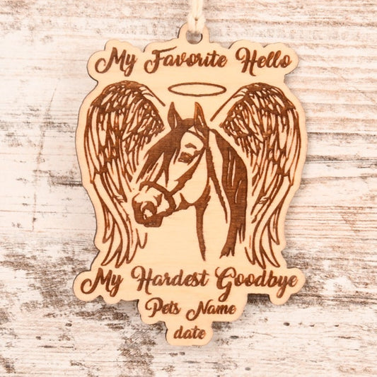 My Favorite Hello - Horse Christmas Ornament or Mirror Hanger (Pet-Horse-001)