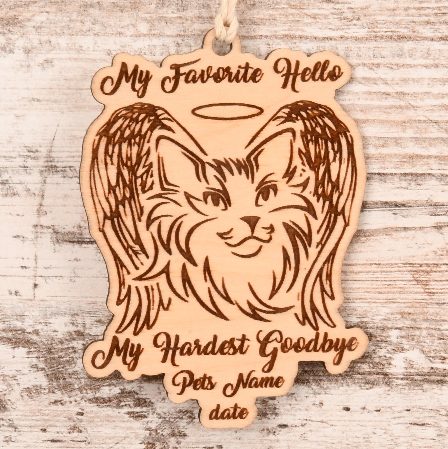 My Favorite Hello - Cat Christmas Ornament or Mirror Hanger (Pet-Cat-001)
