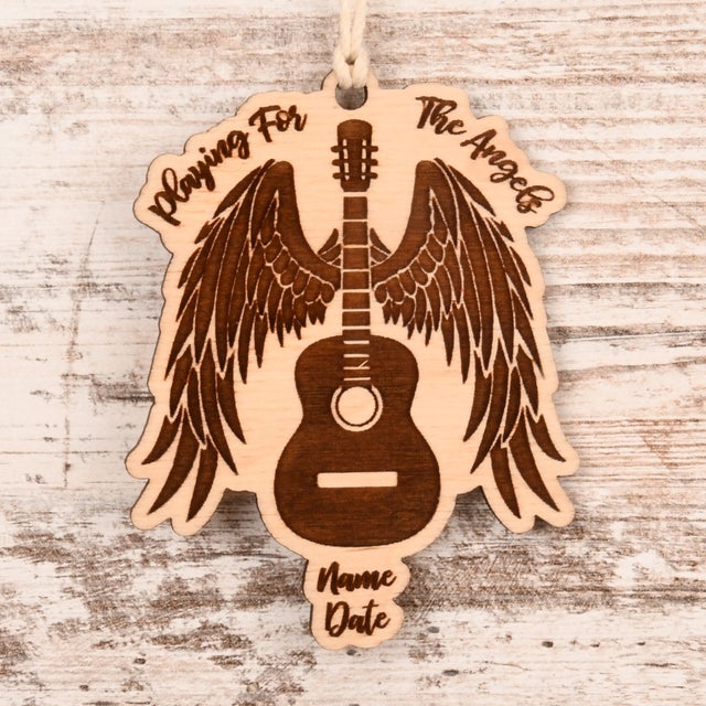 Guitar With Wings Christmas Ornament or Mirror Hanger (Guitar-003b)