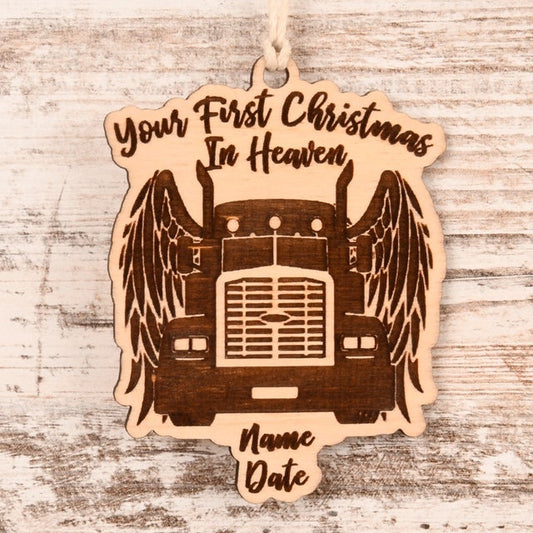 Semi Truck Christmas Ornament or Mirror Hanger (Semi-001)